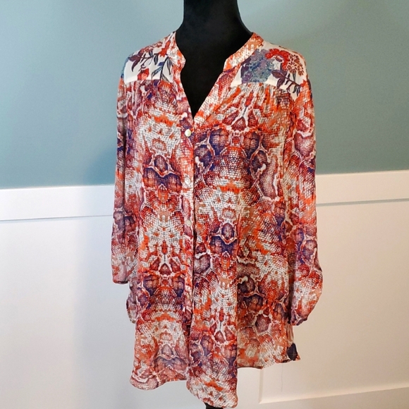 fig and flower Tops - Figuero & Flower Burnt Orange Button Down Blouse XL